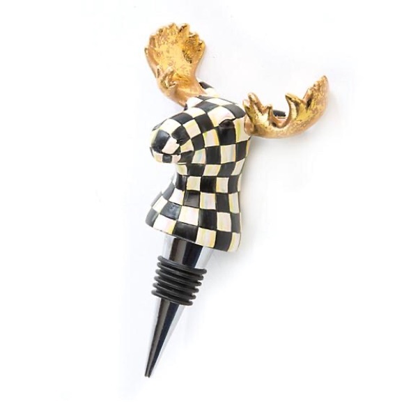 MacKenzie-Childs Wine Tote & Moose Bottle Stopper - Picture 2 of 10